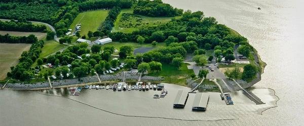 aerial view of campground and marina (photo by Scales Pointe Camping & Boating)