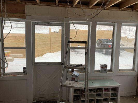 Tear out drywall paint and tile heated floor