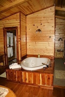 Jacuzzi Tub in our Log Cabin Rental in the Ozarks outside of Eureka Springs Arkansas