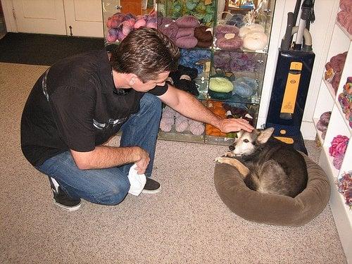 the hubby with the store dog