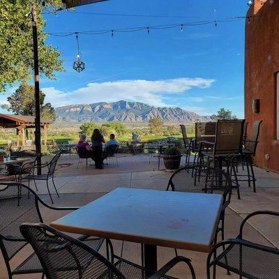 Patio with view of Sandia Mountain