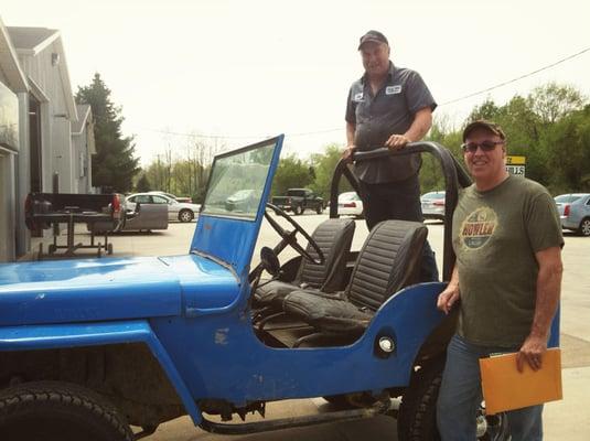 IHC Mechanic Clint and the Jeep Owner Mark with the '47 CJ2A.