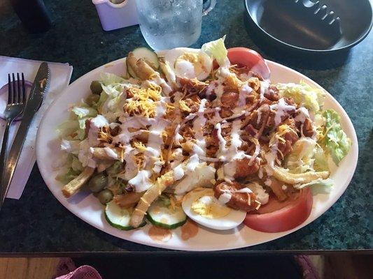 Buffalo chicken salad with Wind Haven fries! SO GOOD.