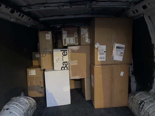 Loading van with boxes