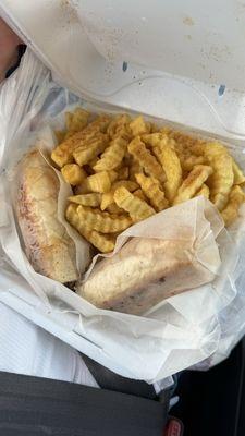 Philly cheesesteak and fries