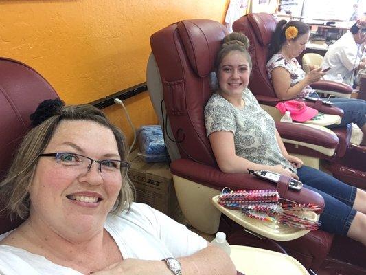 My daughter and I getting pedicures!!  So relaxing!!