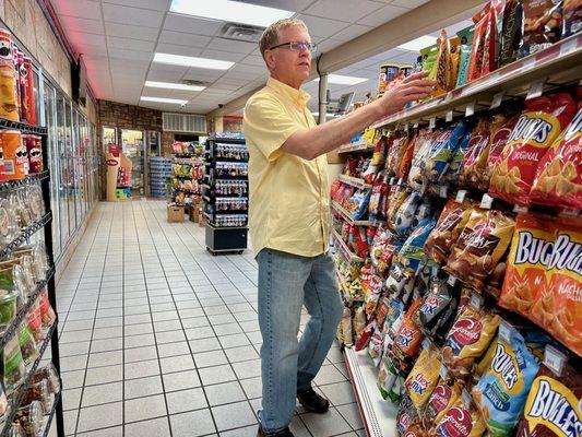 Eric, checking out the labels for what he can eat.