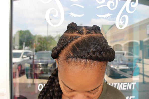 Feed in braids. Protective style