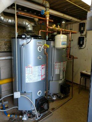 New 100 gallon water heaters installed