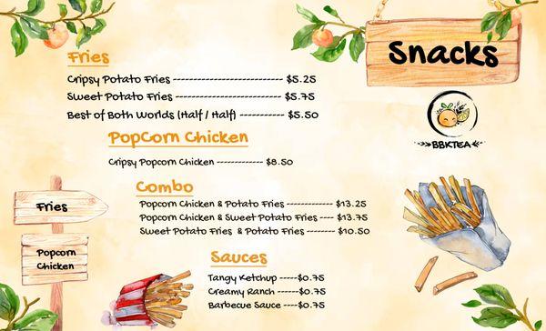 Our Snack Menu