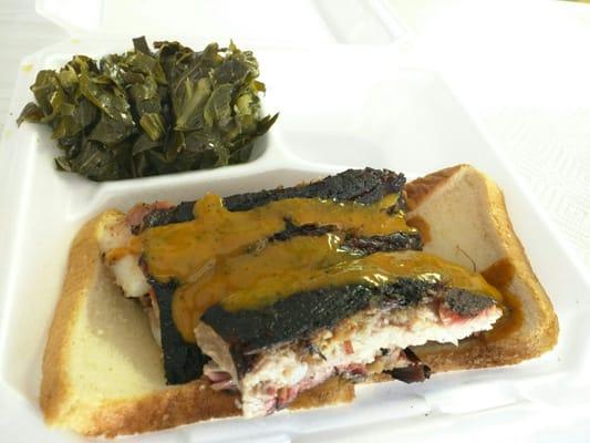 Lite lunch- spare rib trio and collard greens