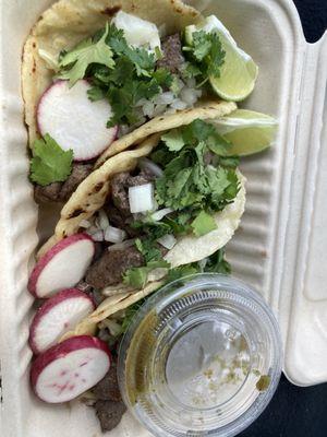 Steak tacos! Amazing and look at the size of that meat