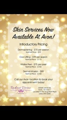 Skin care lines and services Now available!!!