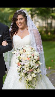 Cascading wedding bouquet