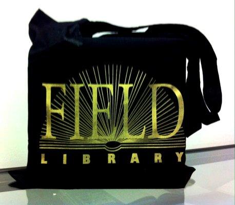 Ditch those plastic bags and get a 100% recycled cotton Field Library tote bag. Only $5! Available at The Field Library circulation desk.