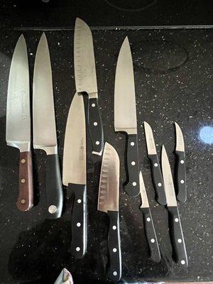 Expertly sharpened kitchen knives