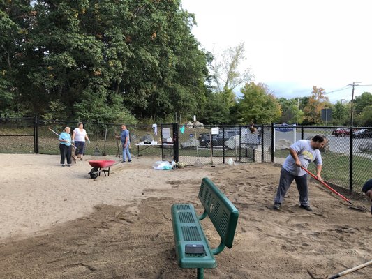 Part of the cleanup crew with volunteers pitching in to keep it beautiful.