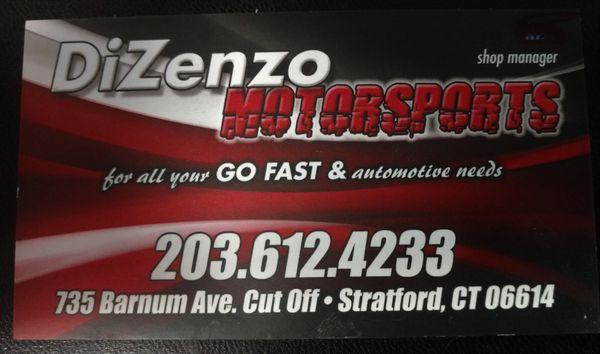 Dizenzo Motorsports, LLC
735 Barnum Avenue Cut Off
Stratford, CT 06614