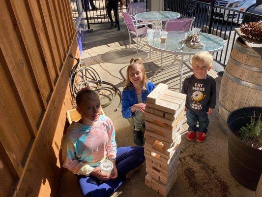 Fun on the patio and they swindled me into their own "coffees"