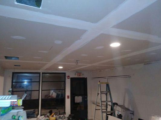 Installation of drywall on ceiling