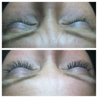 Before and after silk eyelash extensions