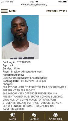 Main guy that moved.  Sex offender.  They knew they had a sex offender in my home