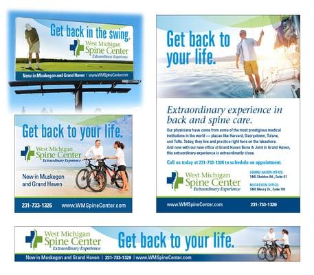 A marketing campaign for billboards, print media ads, and digital advertising on news media outlets such as MLive.