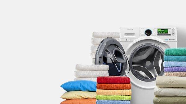 We will have to use the machines in your home,but will wash, dry, fold, and put your laundry away for you during a residential cleaning.