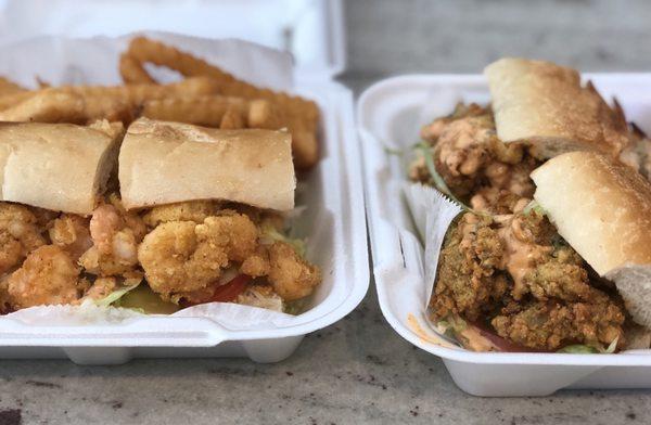 Shrimp Po-Boy and Oyster Po-Boy