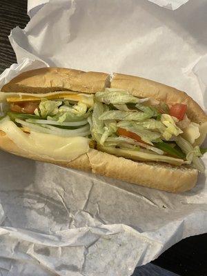 Cheese and veggie sub