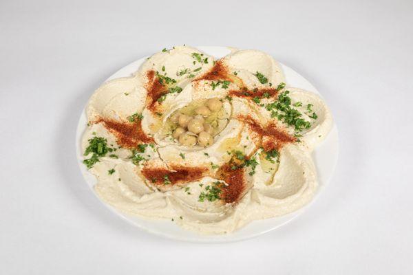 Hummus - Chick peas blended with Tahini (sesame paste), lemon juice and garlic.