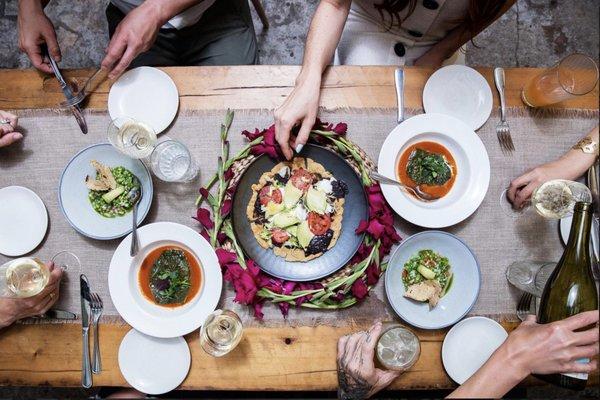 Food Photography seen from a birds eye view.