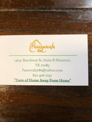 Business Card of the location