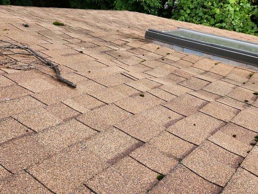 They told me the roof was "in good shape". Here is what it actually looked like if they actually went on a ladder to inspect it...