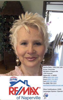 Martha Bello, RE/MAX of Naperville. Helping families in the greater Chicagoland area.