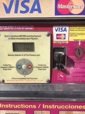 Credit cards accepted at the air pump machine at this stripes.