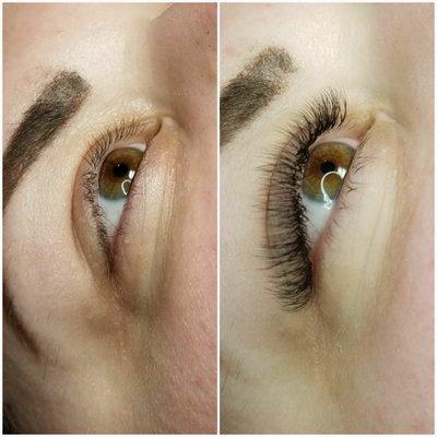 The before and after shots of my lashes. I got the "volume" lashes.