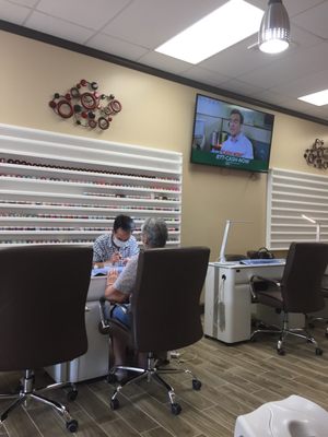 Waiting for a pedicure, enjoying the spa chair