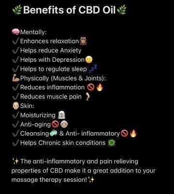 Benefits of CBD oil as an add on to massage.