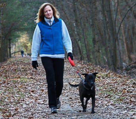 Becky and Suki walking on the Concord Trial