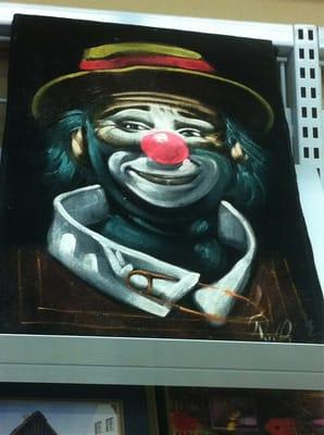 Velvet clown painting.