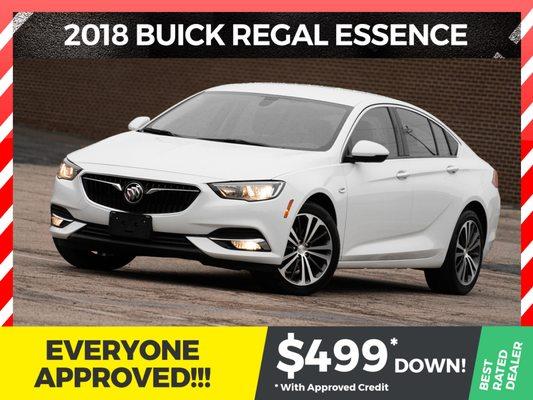 The 2018 Buick Regal Essence! With heated leather seats, bluetooth wireless, backup camera and alloy wheels to name a few.