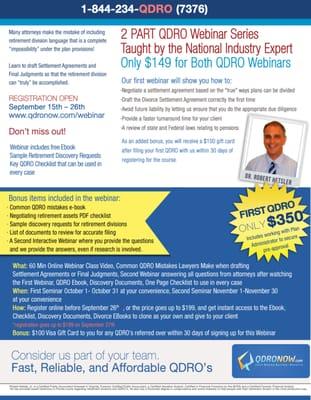 As the leading expert, here is another flyer re: QDRO and Pension Valuations that Dr. Hetsler provides national expert testimony on.