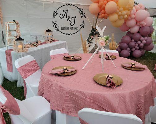 Linens, balloons, and more available for rent