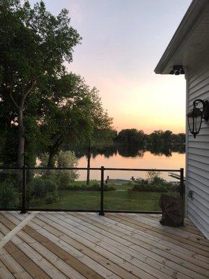 Part of our wonderful decking overlooking the lake.