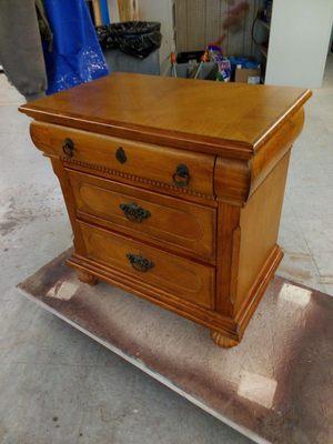 After photo of nightstand with scratches, gouges, and water stains removed. This item is 21 years old and looks new again!