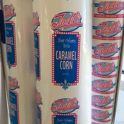 WE LOVE TODD'S and their famous caramel corn. You'll find our labels on your order.