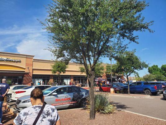 The line to get in the store.