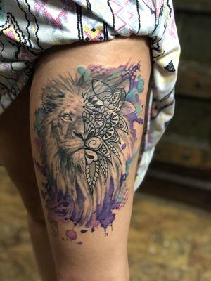 Realism watercolor tattoo. Wildlife meets color splash