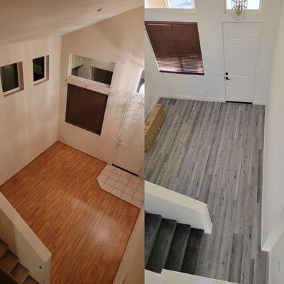 Before and after of our laminate flooring